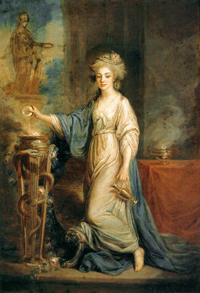 portrait of a woman as a vestal virgin